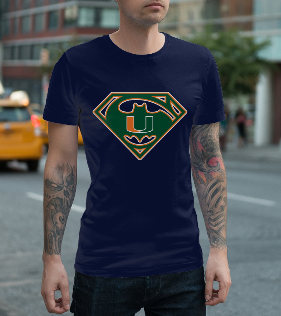 Miami Hurricanes U Logo Bat Signal Hero T-Shirt