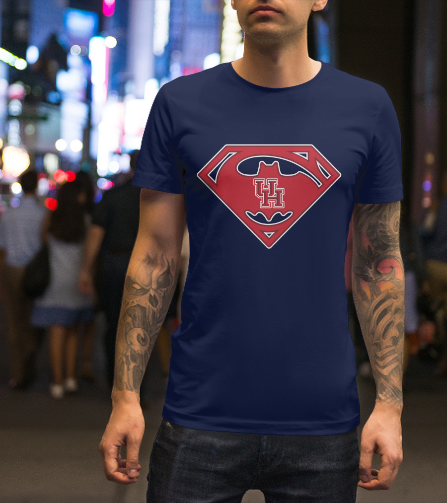 Houston Cougars Uh Logo Fusion With Superhero T-Shirt