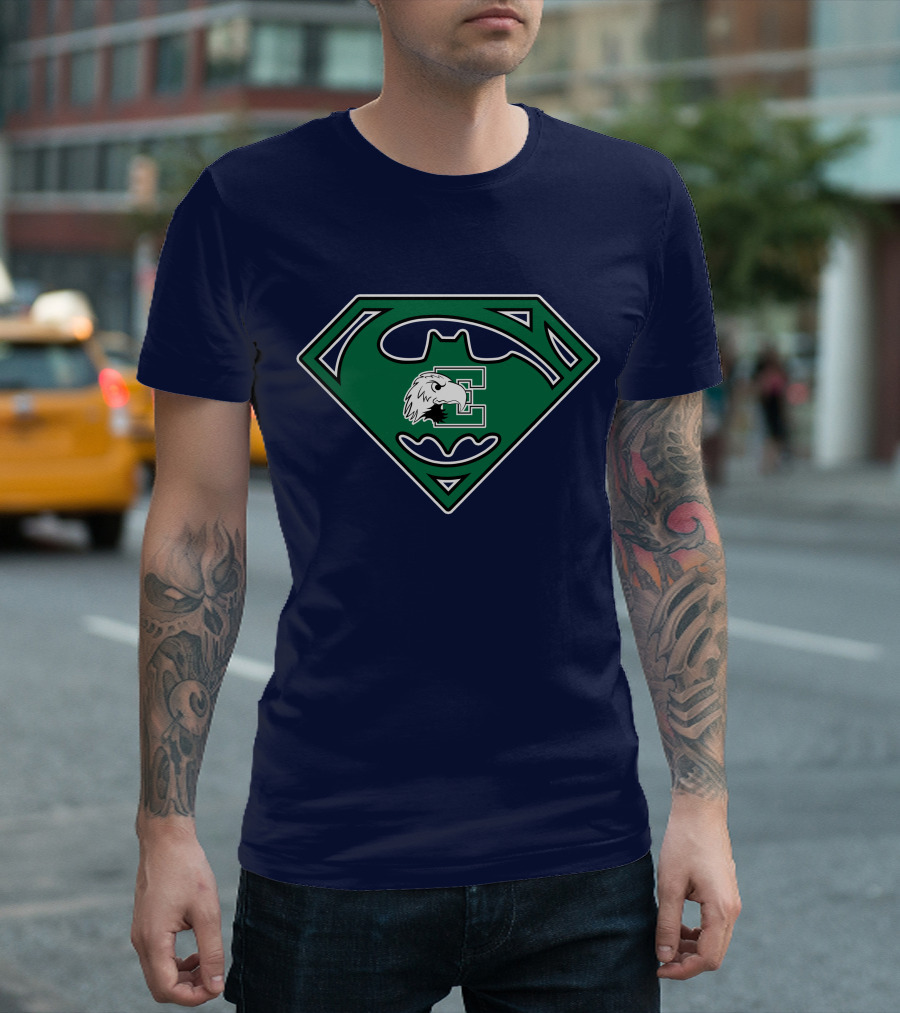 Batman Superman Logo Fusion Eastern Michigan Eagles T-Shirt