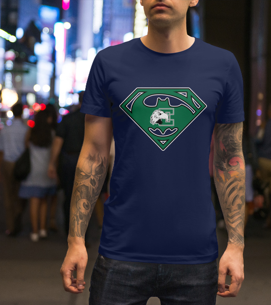 Batman Superman Logo Fusion Eastern Michigan Eagles T-Shirt