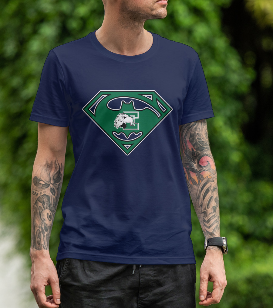 Batman Superman Logo Fusion Eastern Michigan Eagles T-Shirt