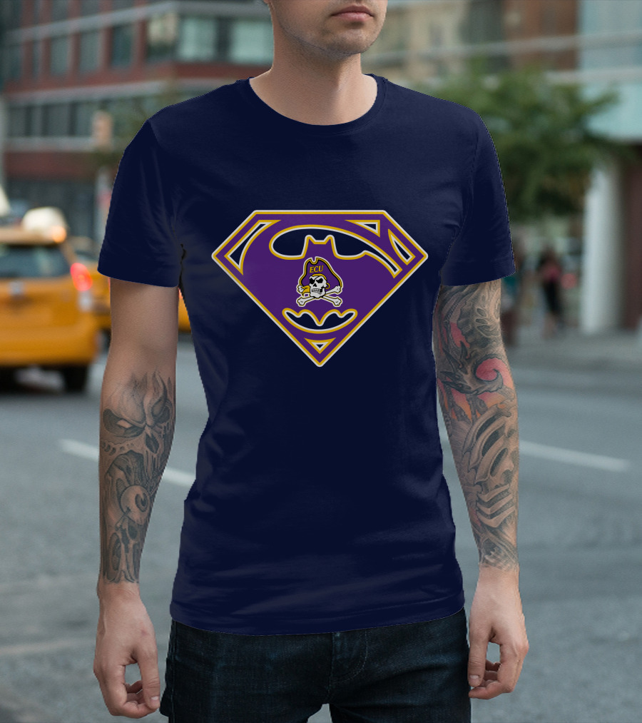 Ecu Pirates Logo With Superhero T-Shirt