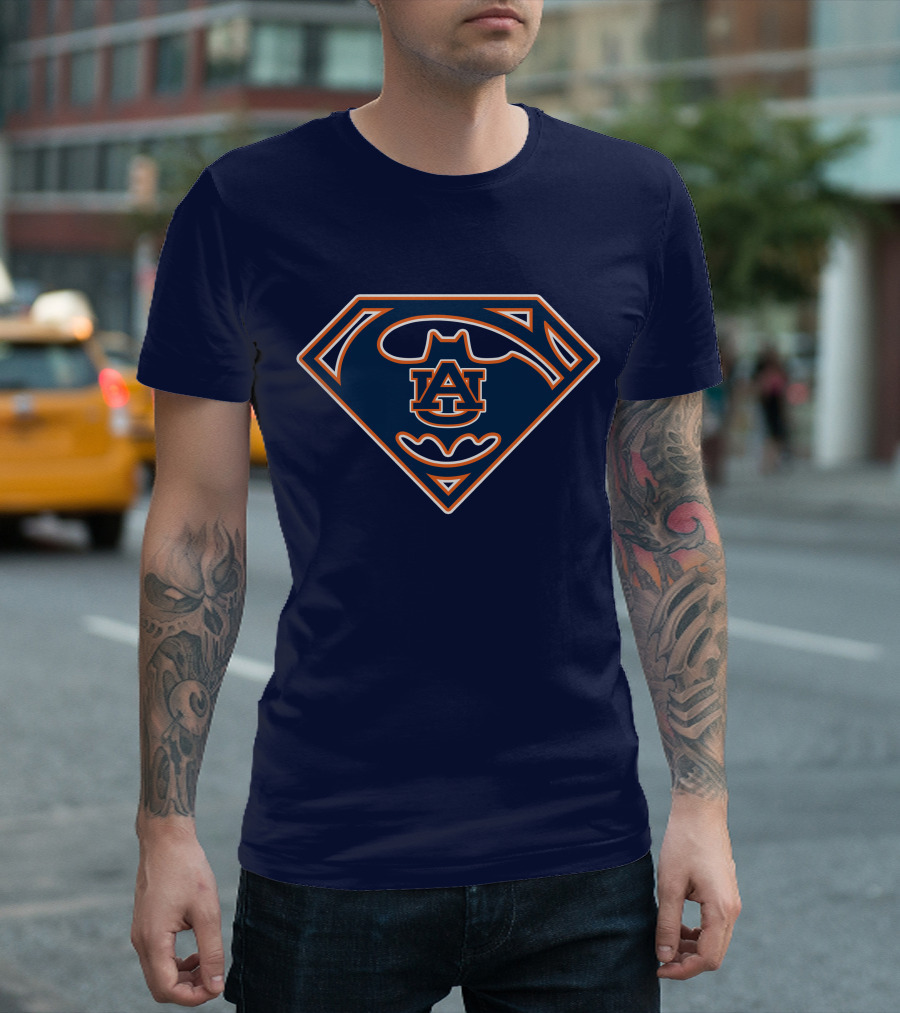 Auburn Tigers Logo Blended With Superhero Bat Symbol 1994 T-Shirt