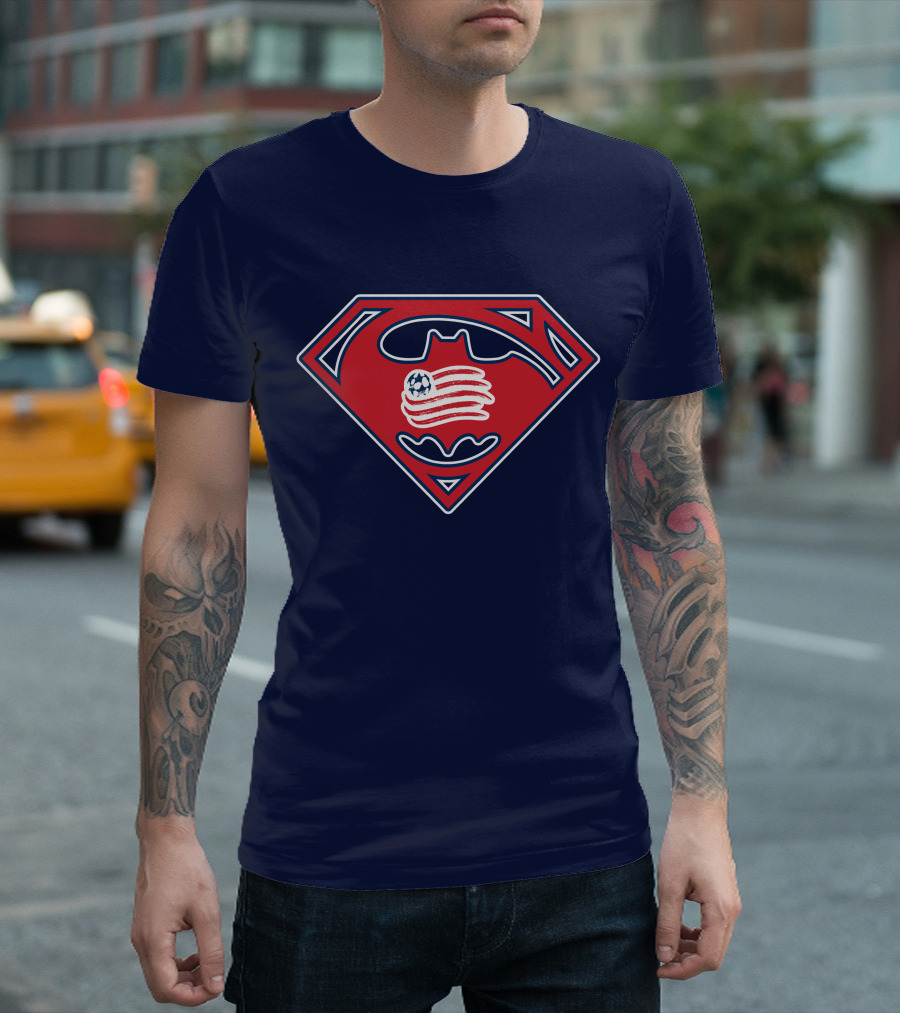 New England Revolution Superman Batman Logo Combination T-Shirt