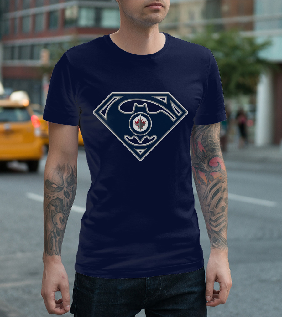 Winnipeg Jets Superman Batman Logo Combo T-Shirt