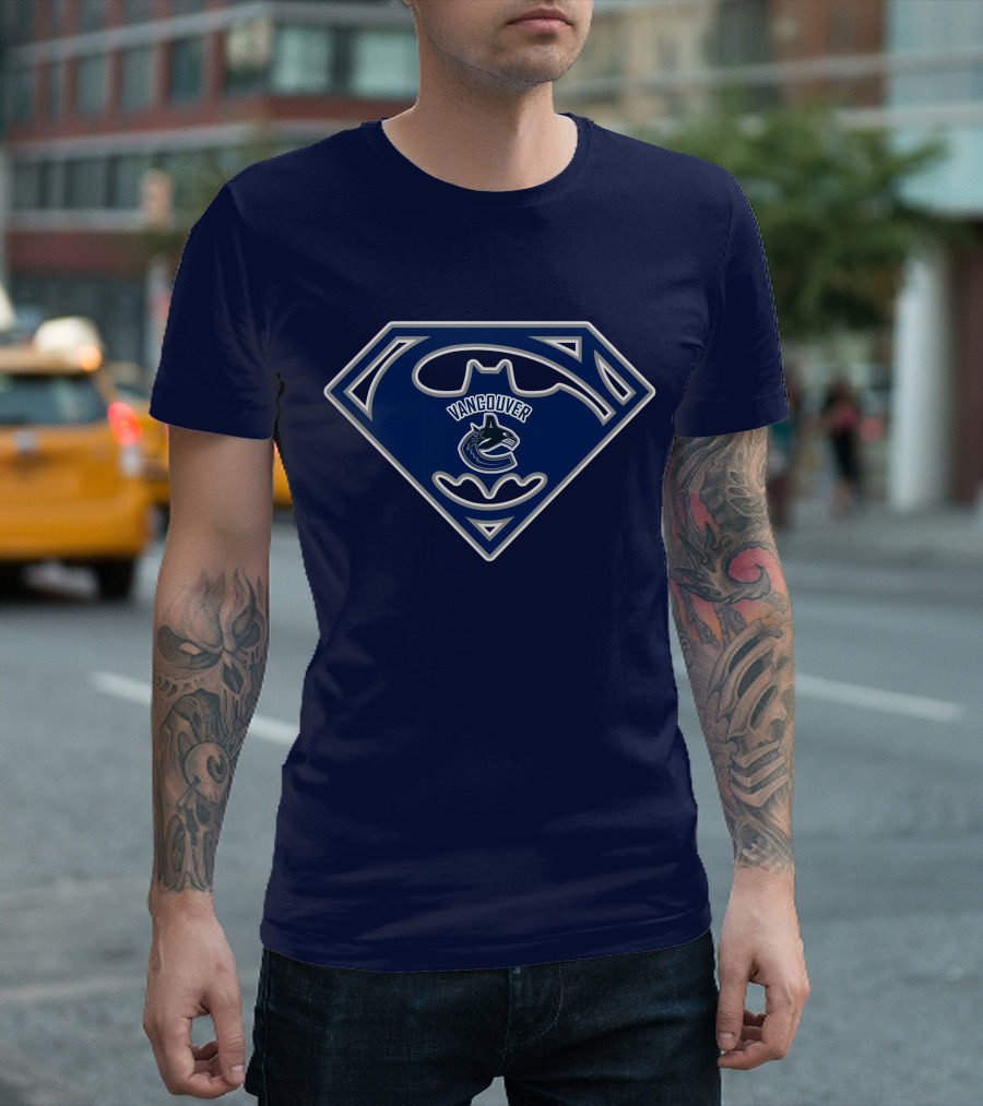 Vancouver Canucks Batman Superman Logo Fusion T-Shirt