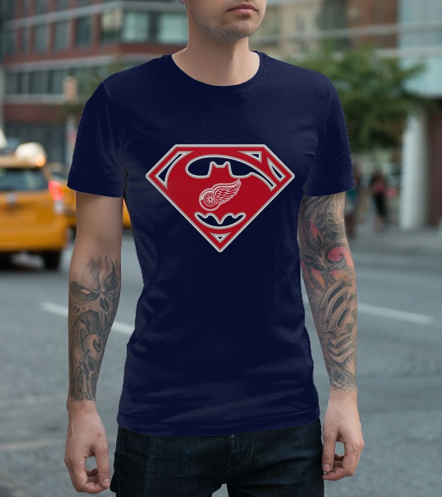 Detroit Red Wings Superman Batman Logo Mashup T-Shirt
