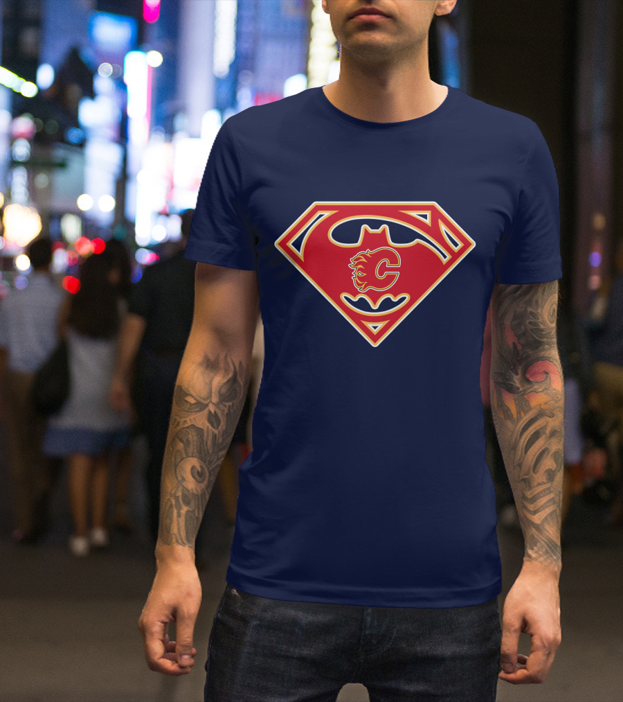 Calgary Flames Superhero Icon 155 T-Shirt