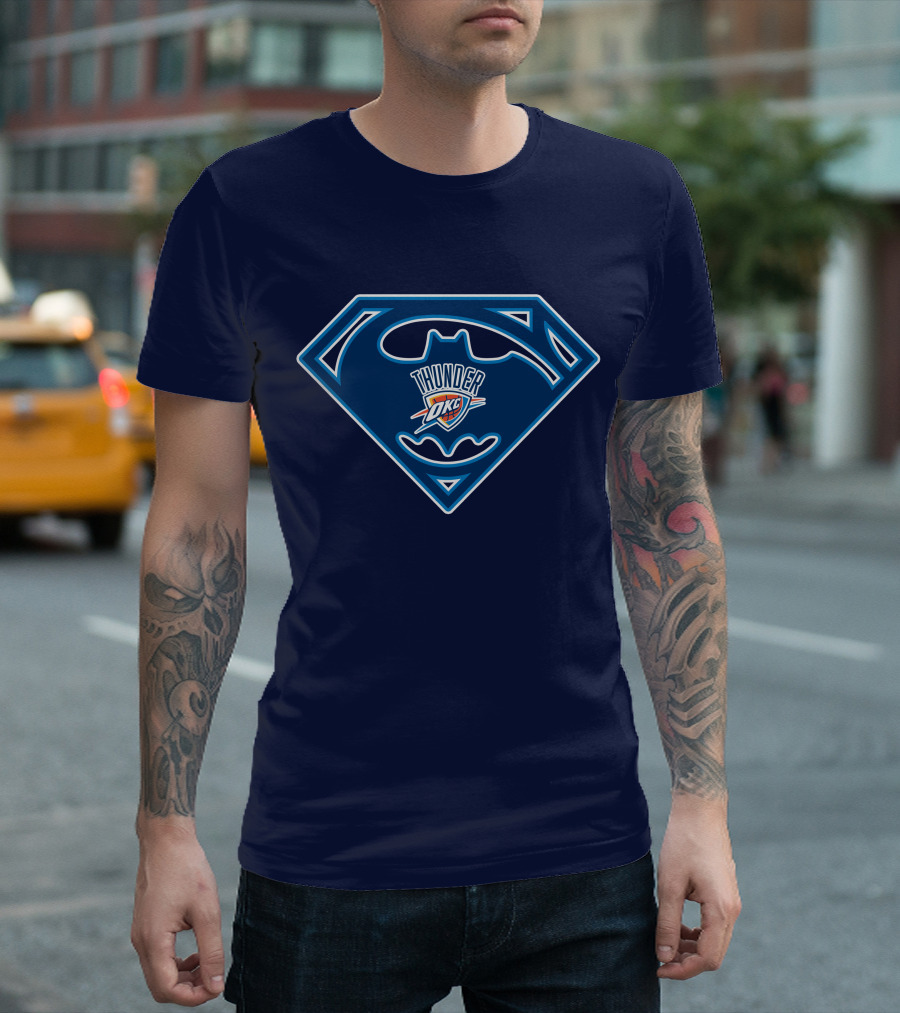 Thunder Okc Batman Superman Logo Mashup T-Shirt