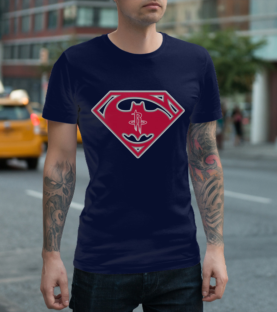Houston Rockets Batman Superman Logo Mashup T-Shirt