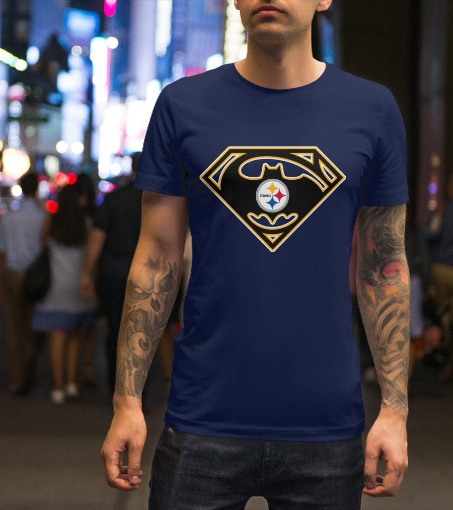 Pittsburgh Steelers Batman Superman Logo Fusion 224 T-Shirt