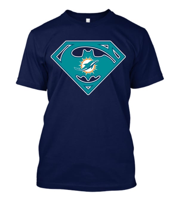 Miami Dolphins Superman Batman Logo Mashup T-Shirt