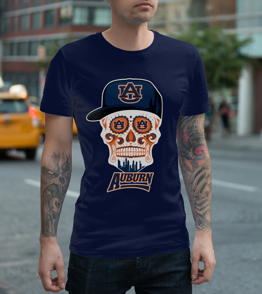 Auburn Tigers Skull With Au Logo And Cap T-Shirt