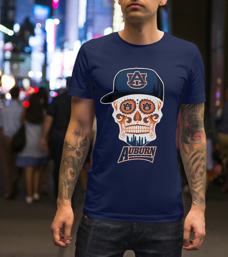 Auburn Tigers Skull With Au Logo And Cap T-Shirt