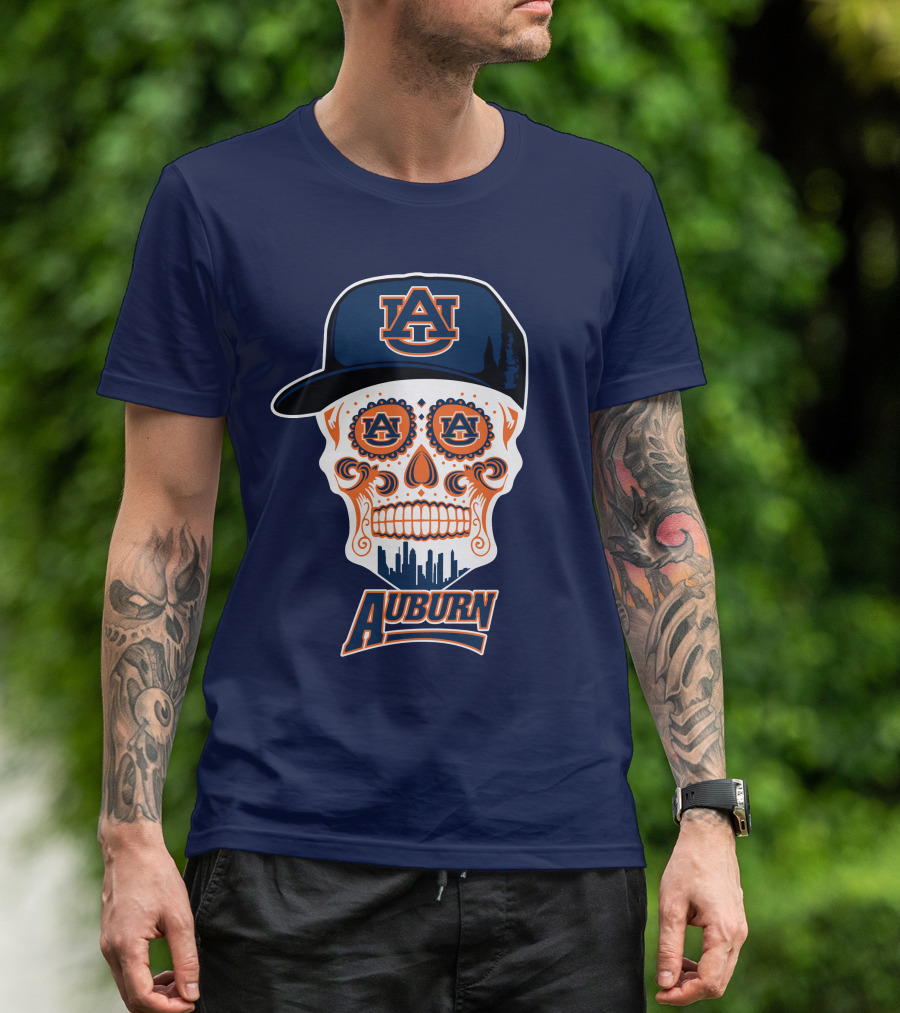 Auburn Tigers Skull With Au Logo And Cap T-Shirt