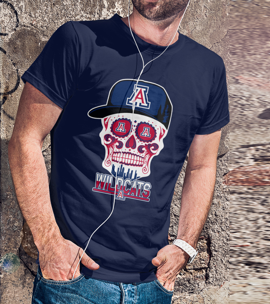Arizona Wildcats Skull With 'A' Logo And Hat T-Shirt