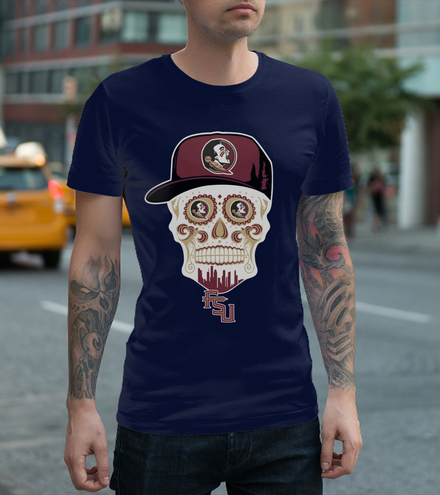Florida State Seminoles Fsu Skull With Hat T-Shirt