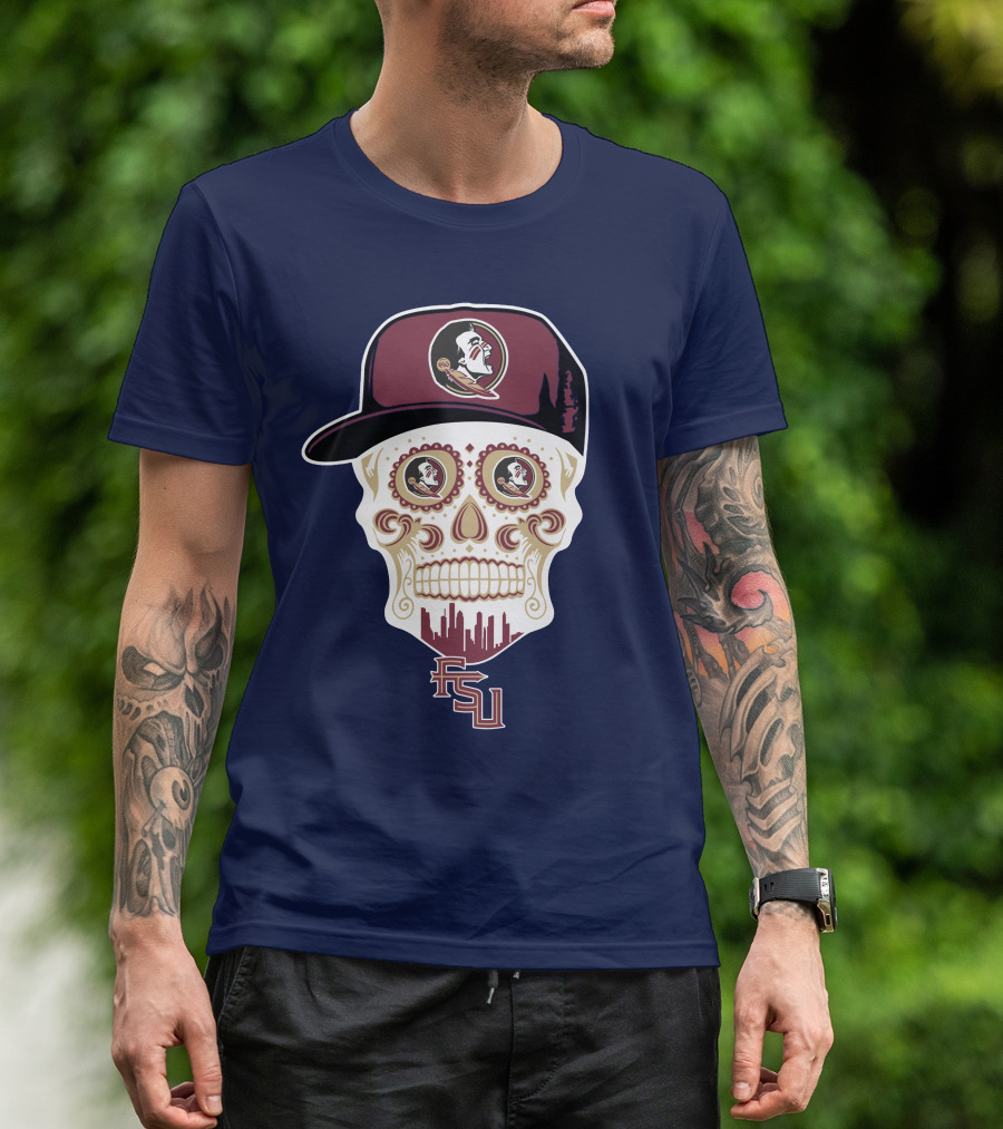 Florida State Seminoles Fsu Skull With Hat T-Shirt
