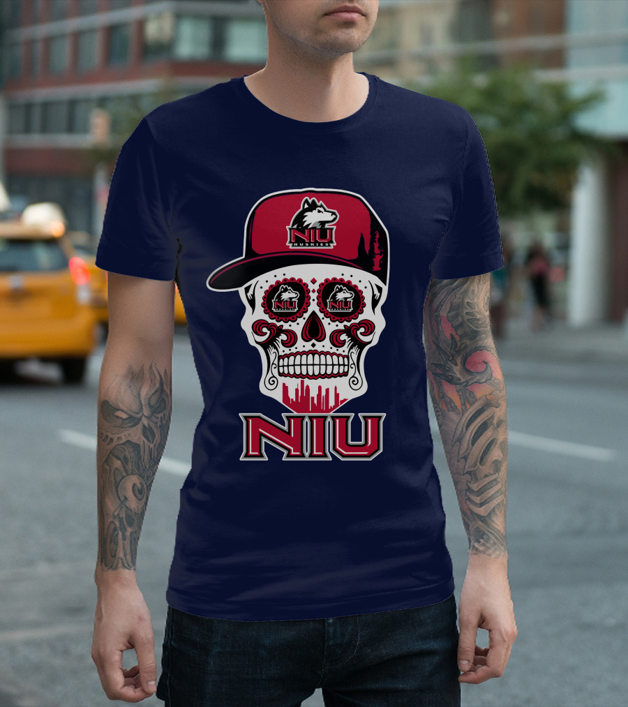 Niu Huskies Sugar Skull T-Shirt