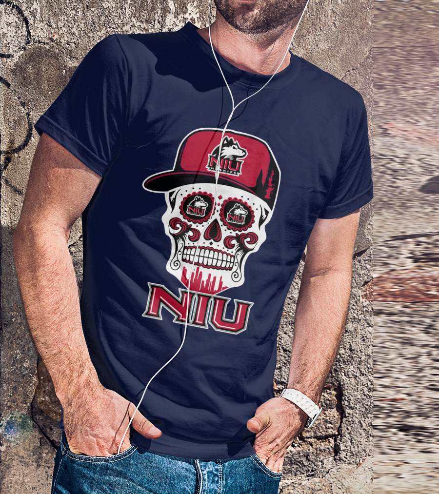 Niu Huskies Sugar Skull T-Shirt