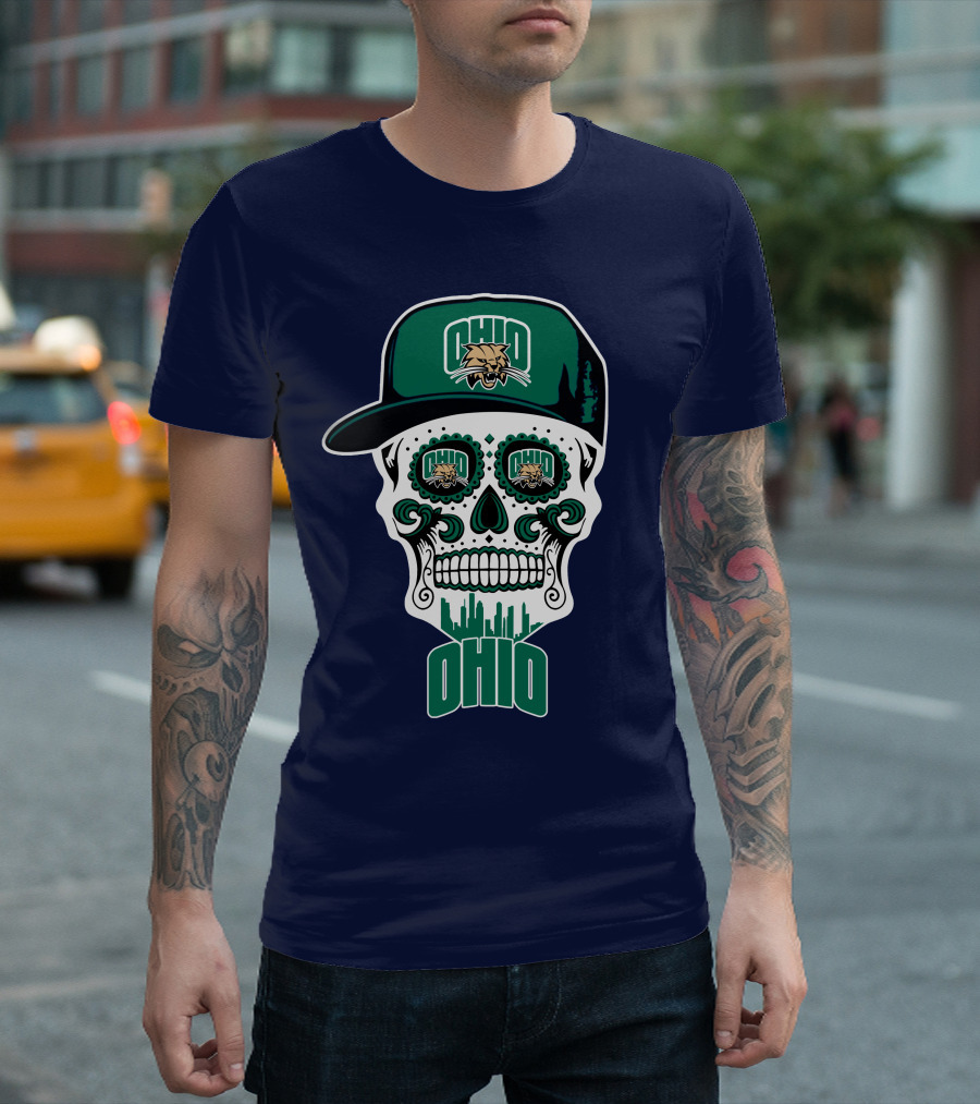 Ohio Bobcats Sugar Skull Urban Cap T-Shirt