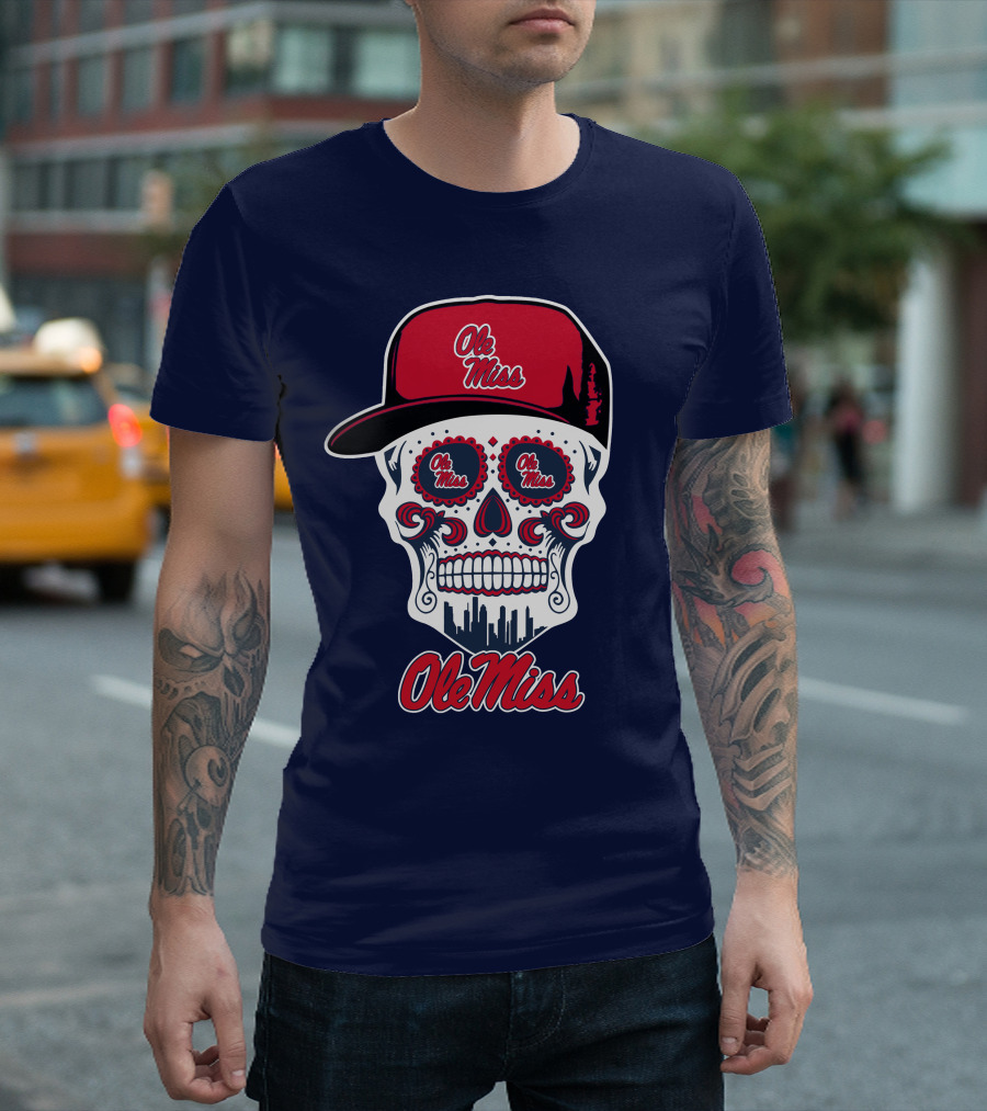 Ole Miss Sugar Skull Cap T-Shirt
