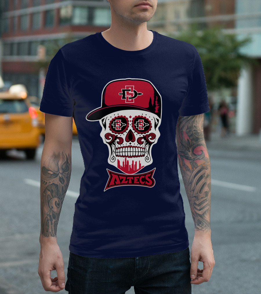 San Diego State Aztecs Skull Cap Icon With Sd Skyline T-Shirt