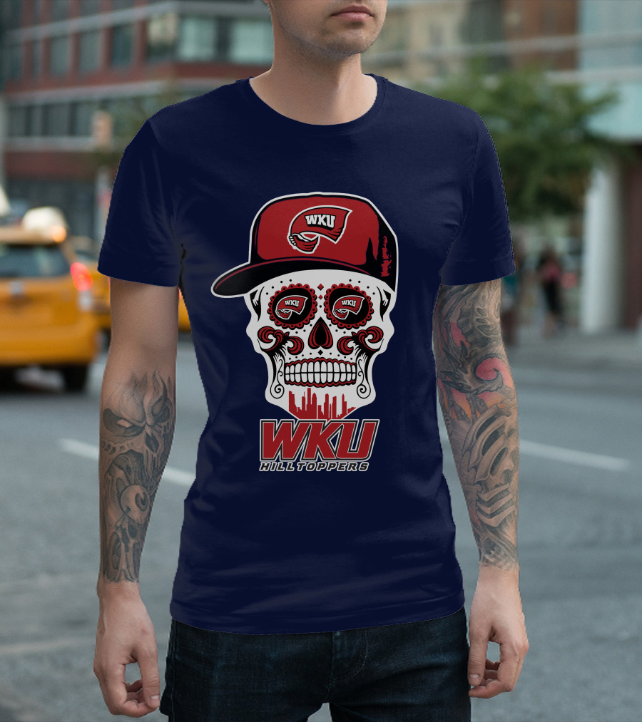 Wku Hilltoppers Sugar Skull With Hat T-Shirt
