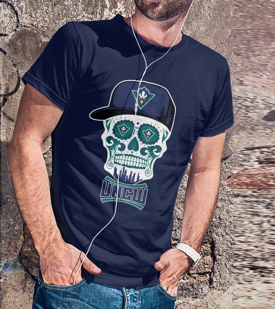 Uncw Seahawks Sugar Skull With Hat T-Shirt