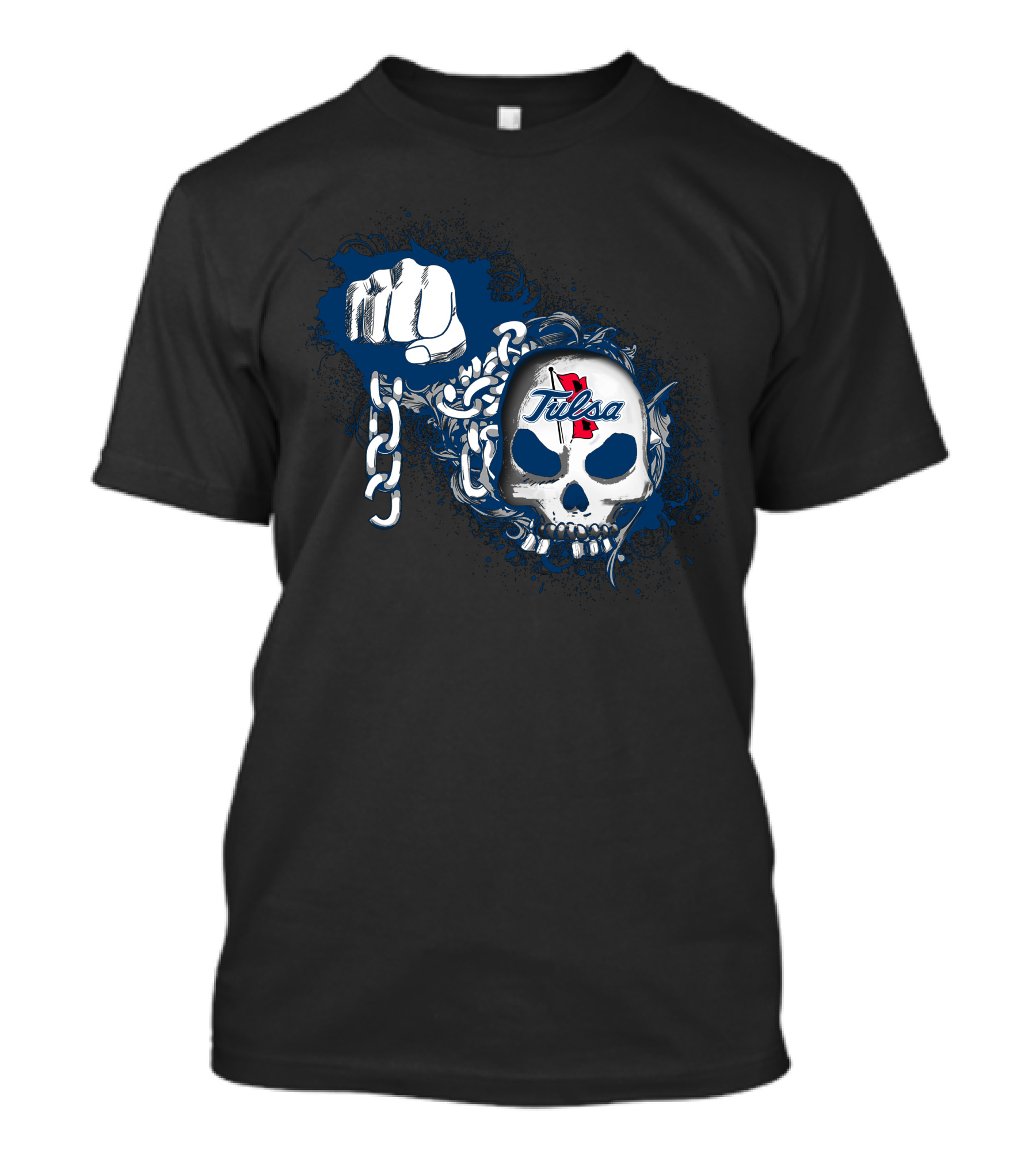 Tulsa Golden Hurricane Skull And Chain T-Shirt