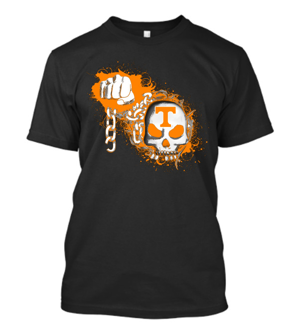 Tennessee Volunteers Skull T Logo Chain Fist Orange Splatter T-Shirt