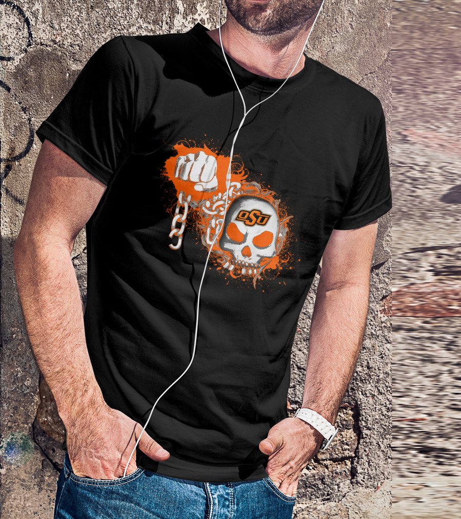 Oklahoma State Cowboys Osu Skull Fist Chains T-Shirt