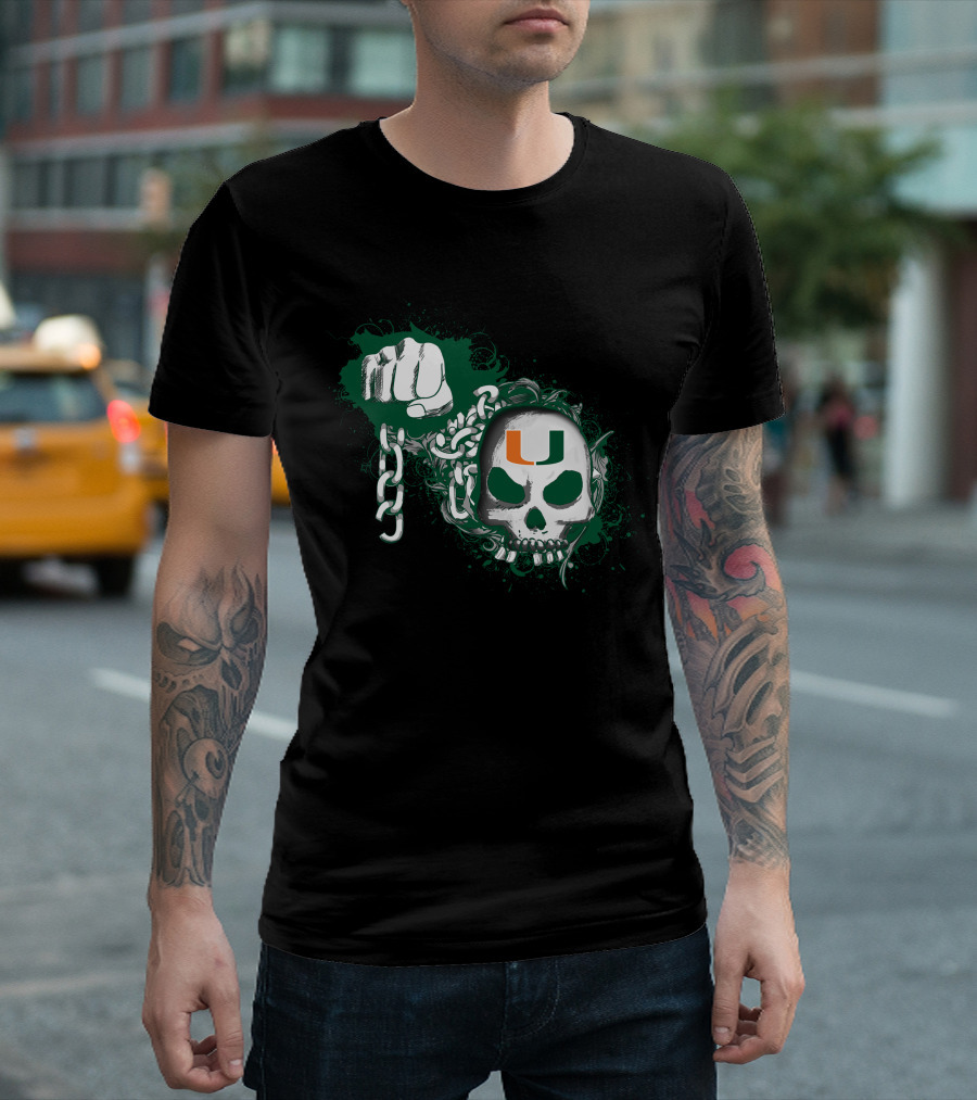 Miami Hurricanes Skull And Fist Chain T-Shirt