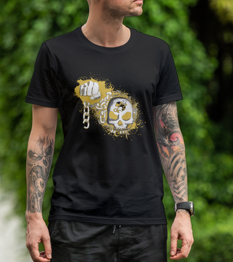 Georgia Tech Yellow Jackets Skull And Fist T-Shirt