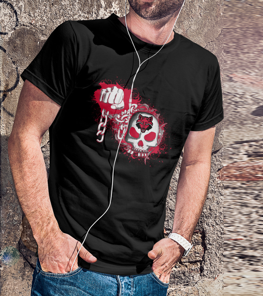Arkansas State Red Wolves Skull And Chain T-Shirt