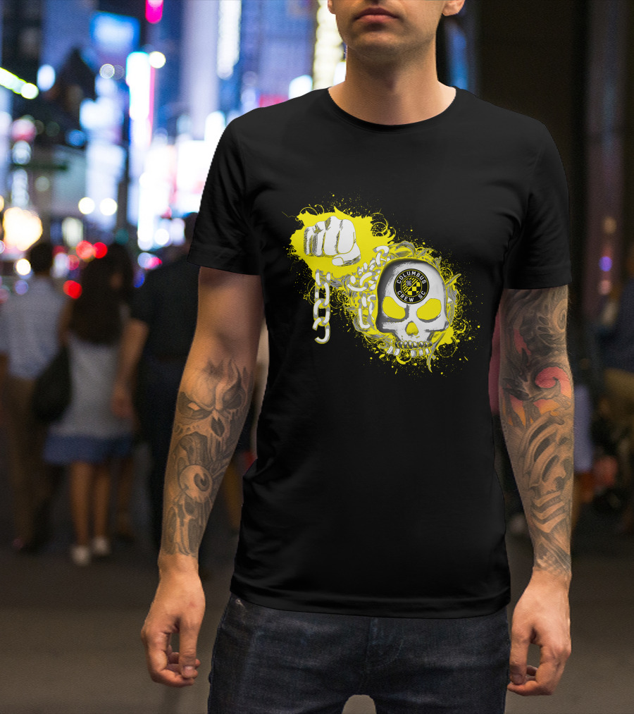 Columbus Crew Sc Skull Fist Chain Yellow Burst T-Shirt