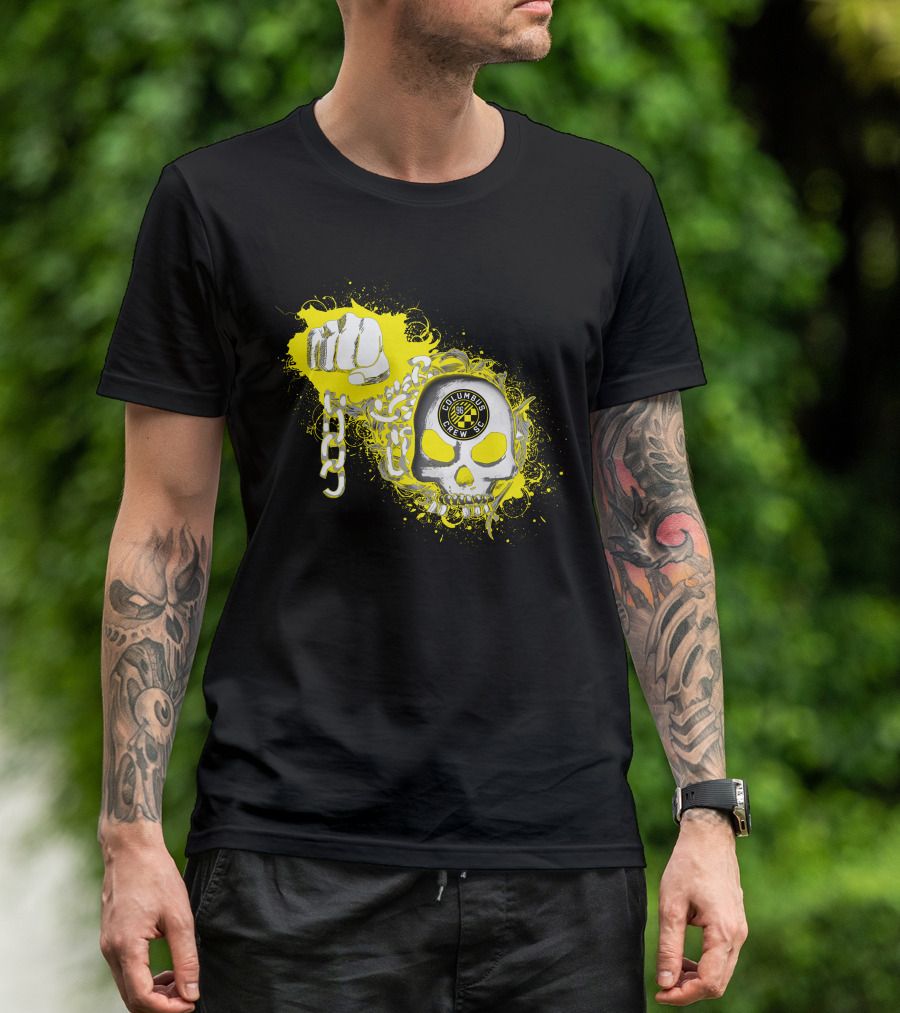 Columbus Crew Sc Skull Fist Chain Yellow Burst T-Shirt