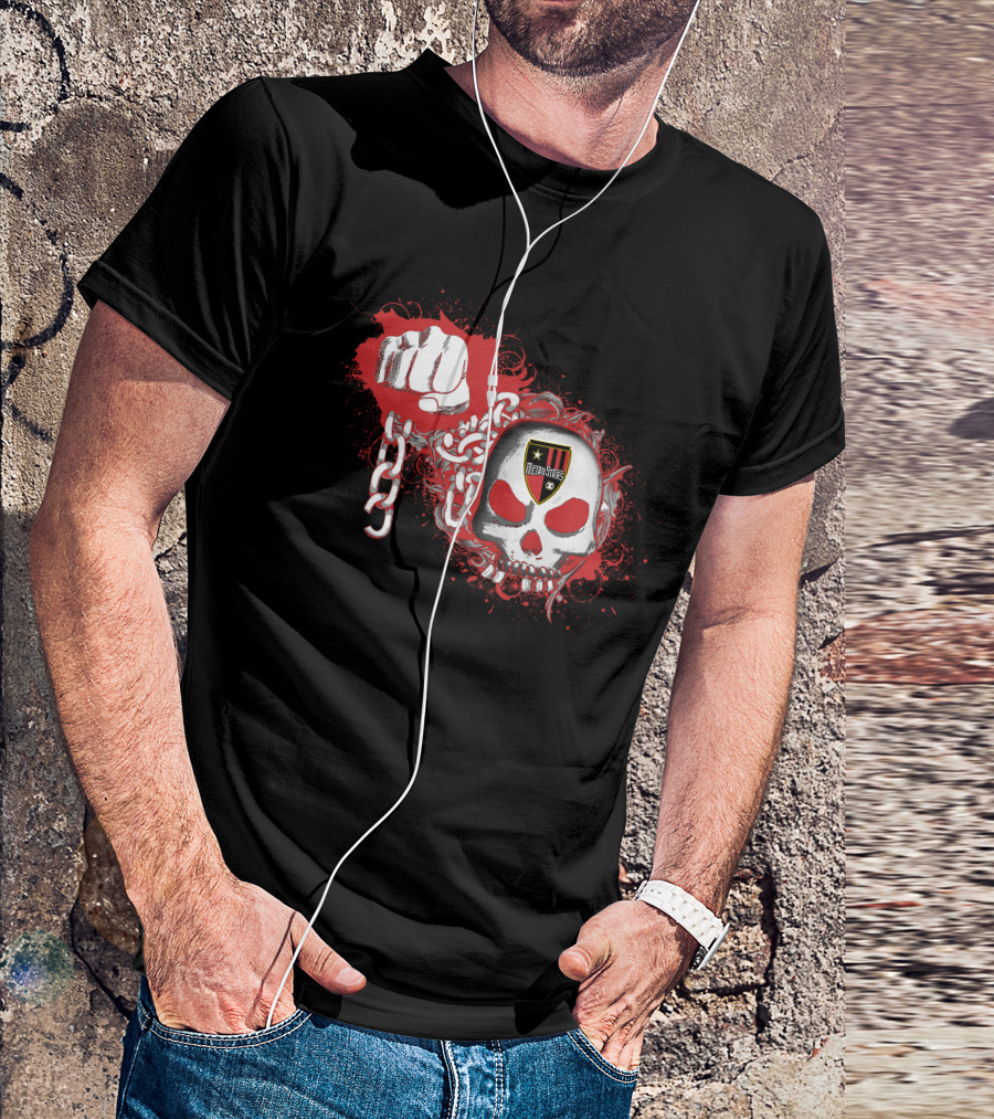 Metrostars Skull And Fist Logo With Chains And Red T-Shirt
