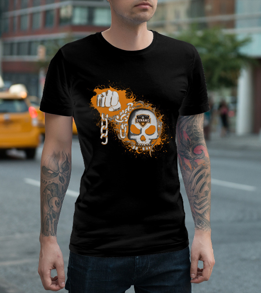 Houston Dynamo Skull And Chain Fist T-Shirt