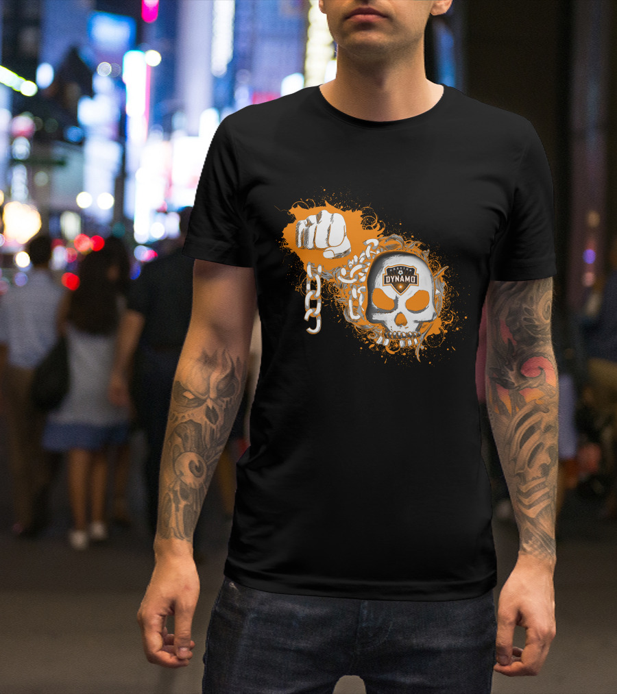 Houston Dynamo Skull And Chain Fist T-Shirt