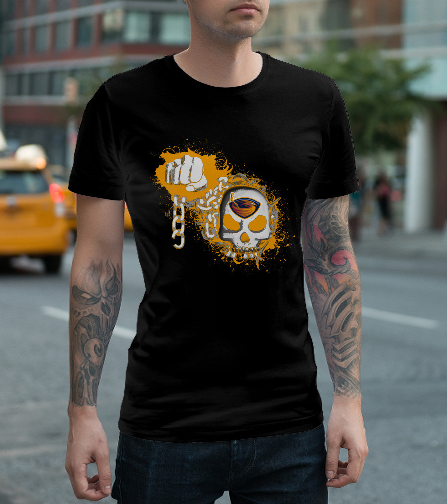 Atlanta Thrashers Skull And Chains Iconic Nhl Symbol With Hockey T-Shirt