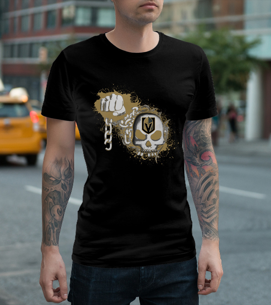 Vegas Golden Knights Skull And Fist With Chains T-Shirt