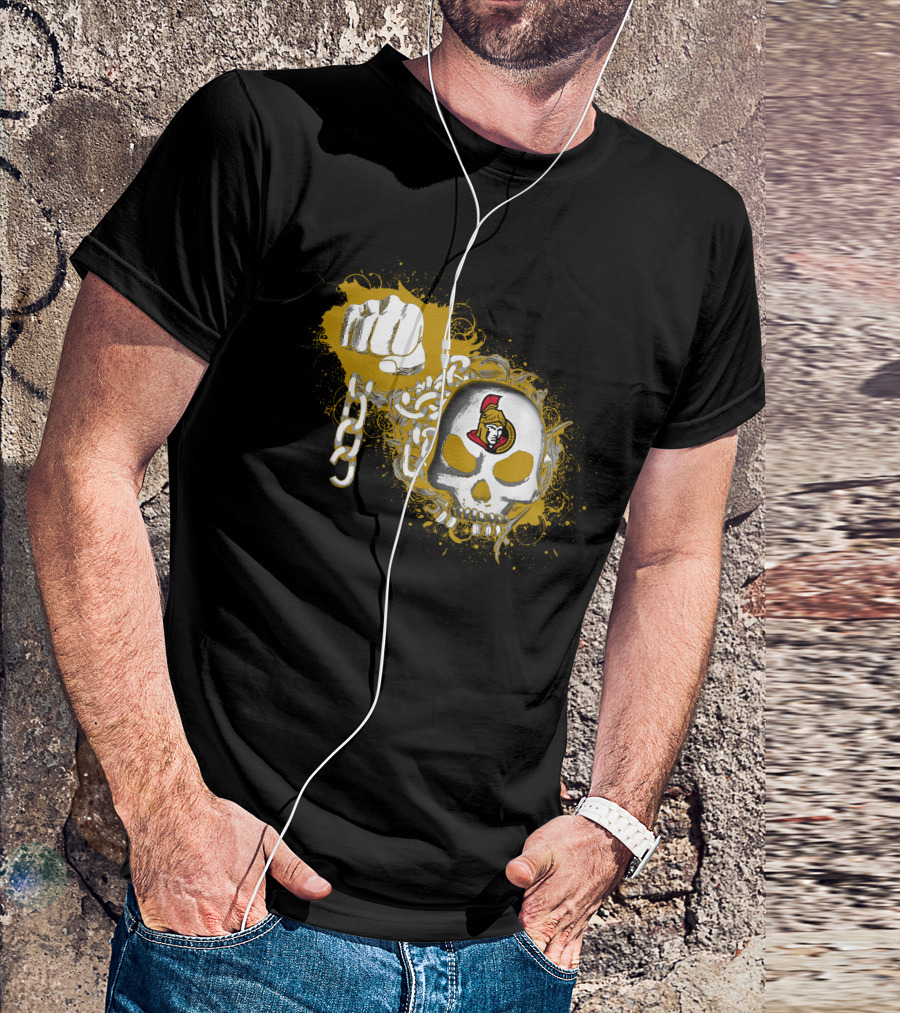 Ottawa Senators Skull And Chain Fist T-Shirt