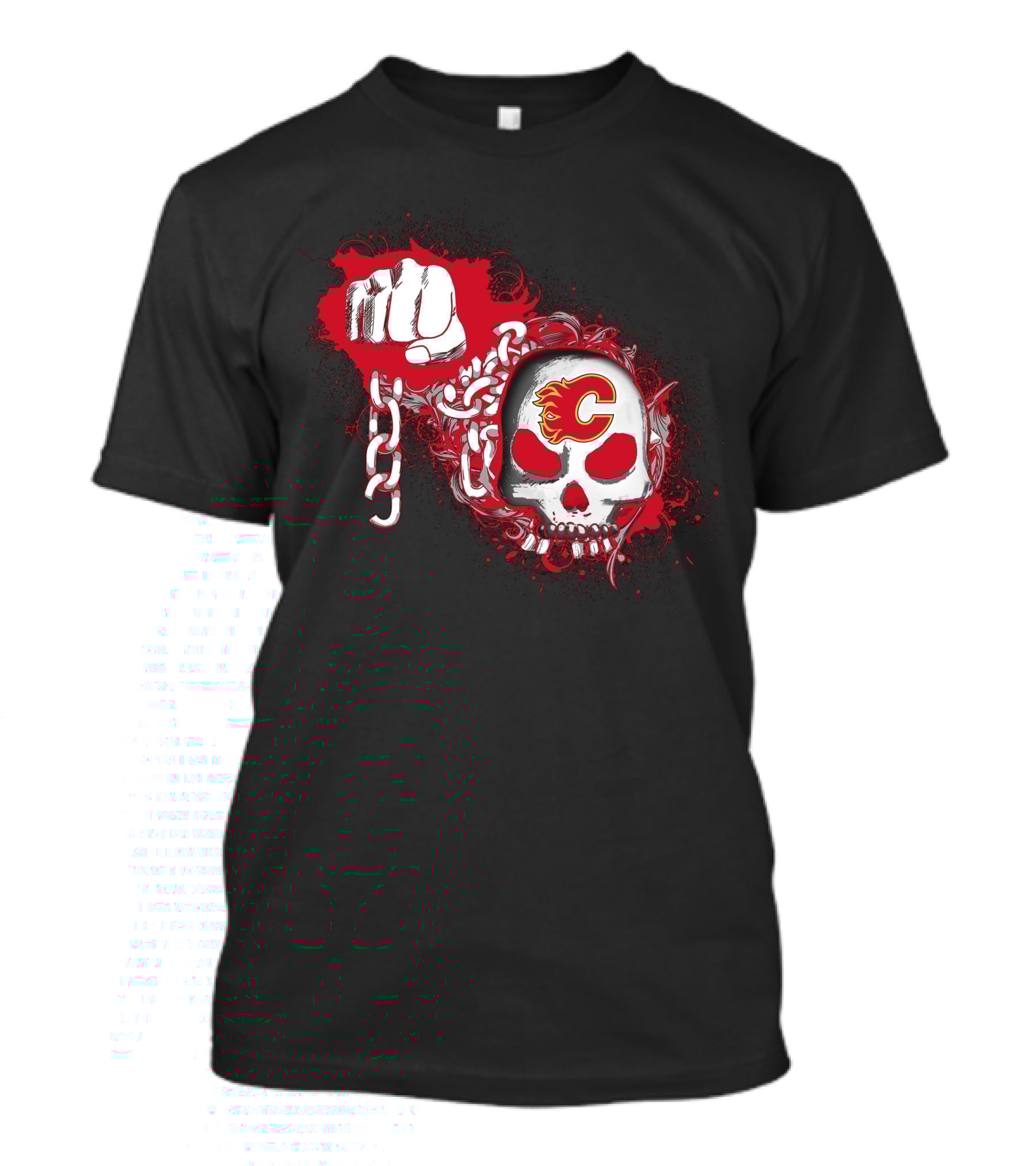 Calgary Flames Skull Fist Chains 178 T-Shirt