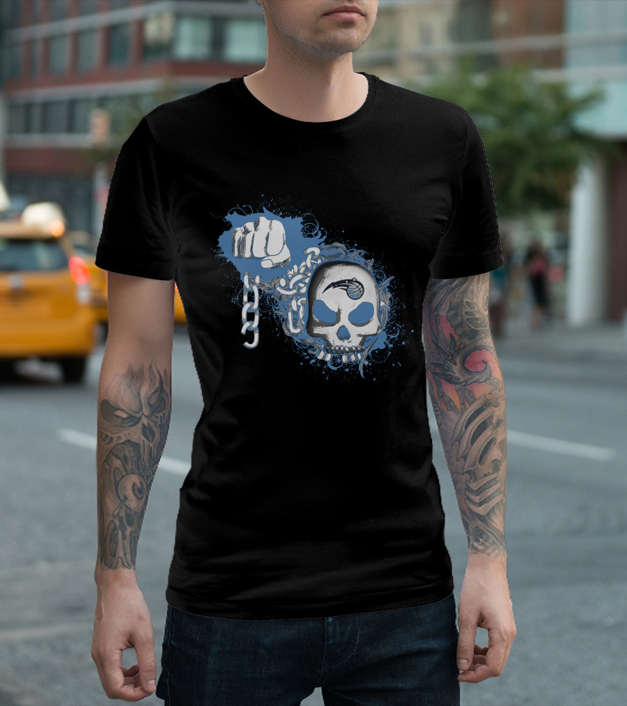 Orlando Magic Skull Logo With Fist And Chain T-Shirt