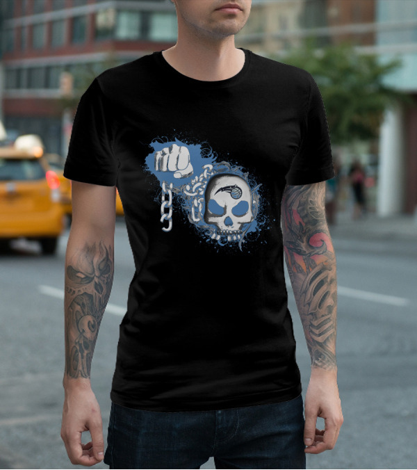Orlando Magic Skull Logo With Fist And Chain T-Shirt