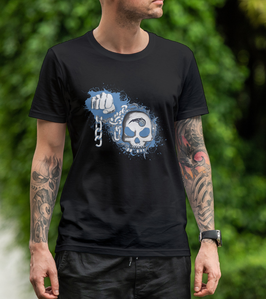 Orlando Magic Skull Logo With Fist And Chain T-Shirt