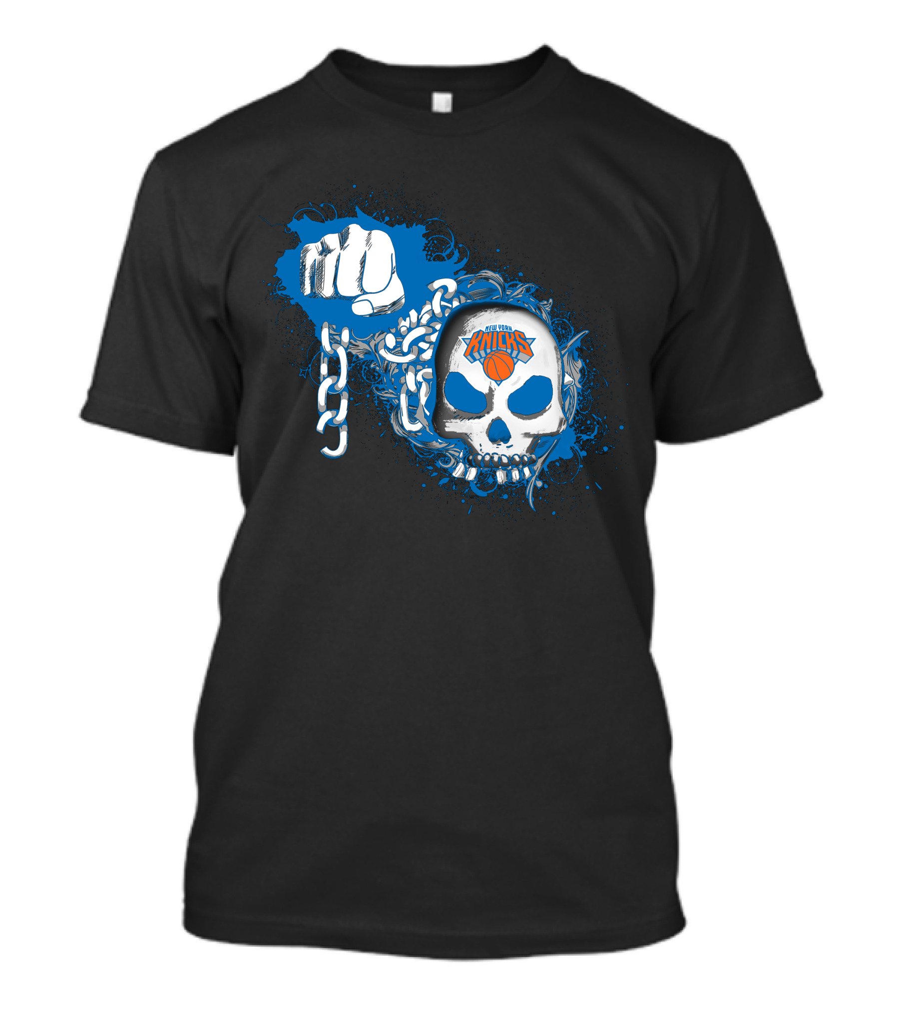 New York Knicks Skull Fist Chain T-Shirt