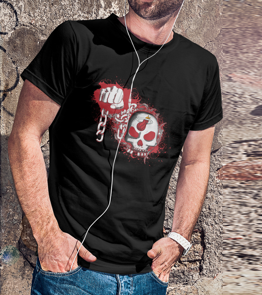 Miami Heat Skull Fist And Chains T-Shirt