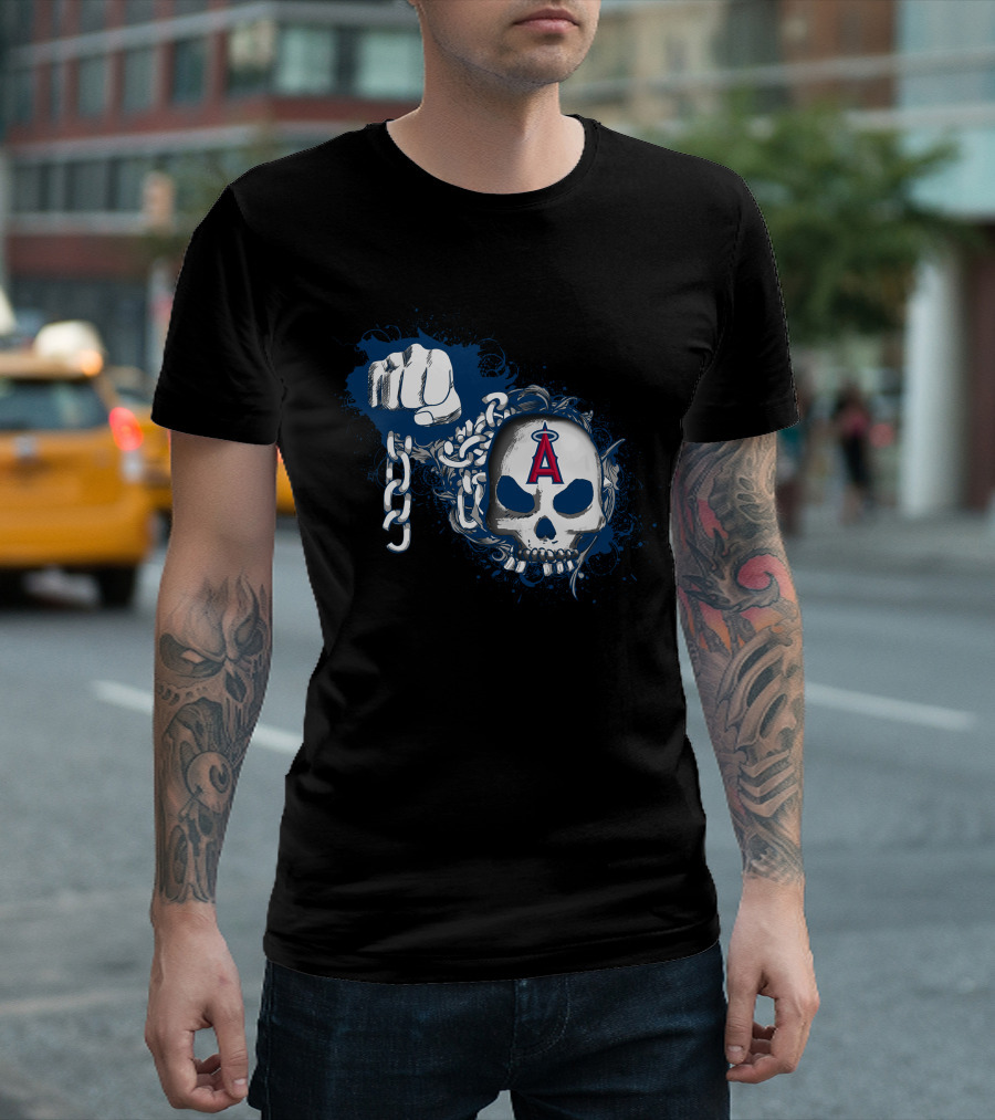 Los Angeles Angels Skull And Chains Artwork T-Shirt